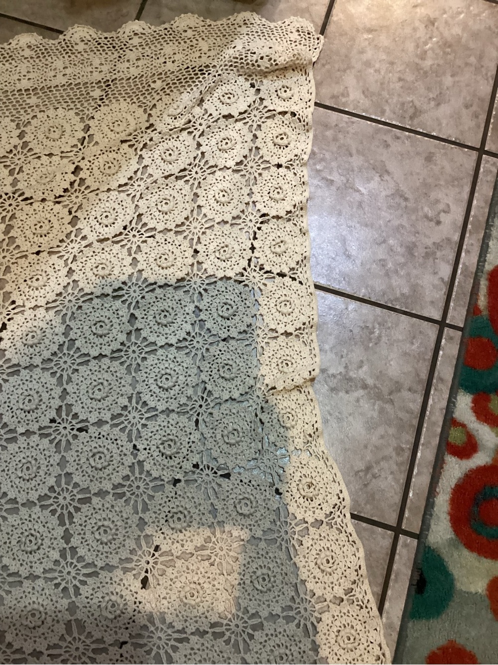 Crocheted Lace Throw Blanket in Cream - Picture 5 of 7
